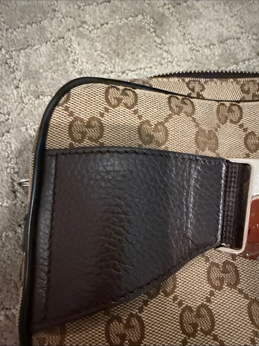 Gucci Beige & Brown GG Canvas Belt Bag